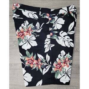 Denim &‎ Flower Ricky Singh Mens 38 Power Stretch Black Floral Shorts